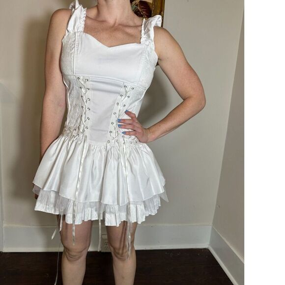 TRIPP NYC White Corset Mini Dress Perfect for Bride Wedding Size Medium - Picture 2 of 6